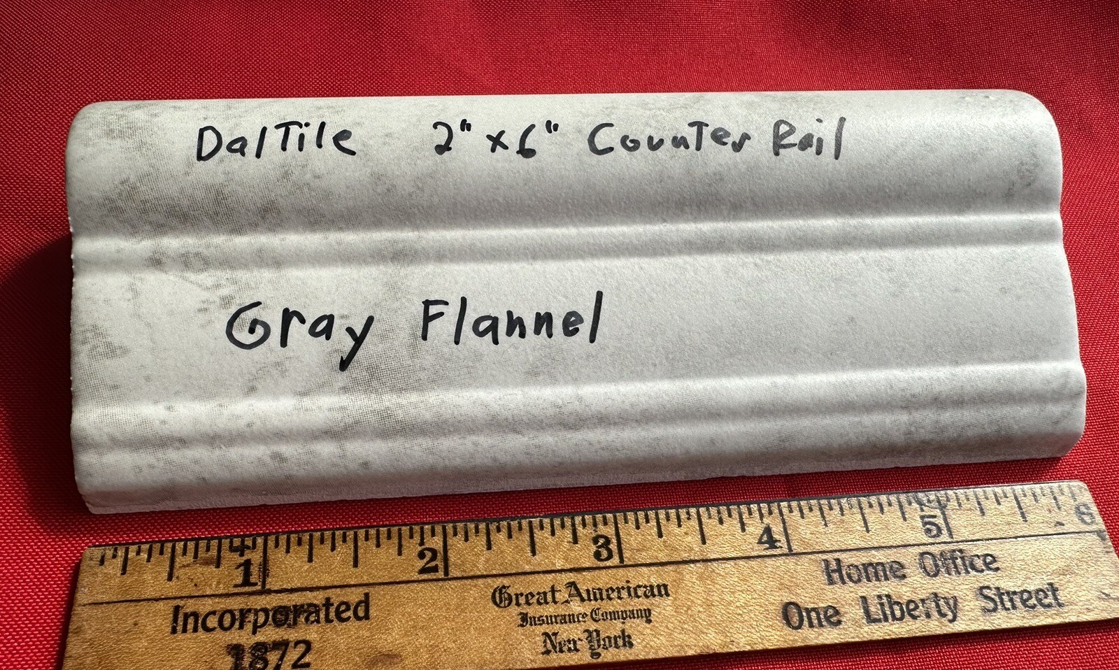 1 pc. Daltile: Light & Darker Grays: V-Cap Ceramic Trim Tile: Countertop-Edging