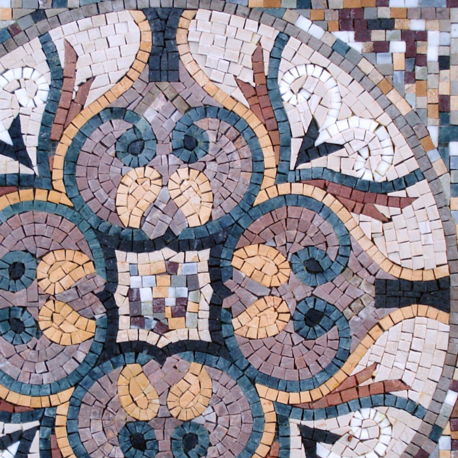 24” GEOMETRICAL MOSAIC TILES | Square Shape Abstract Pattern Murals