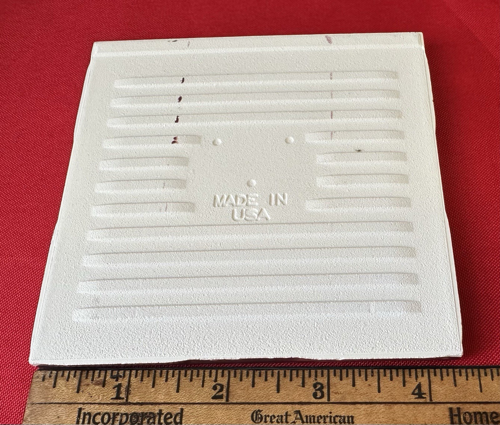 1 pc. Burgundy: 4-3/8″ Bullnose: Glossy Ceramic Tile by Florida Co. #1084 NEW