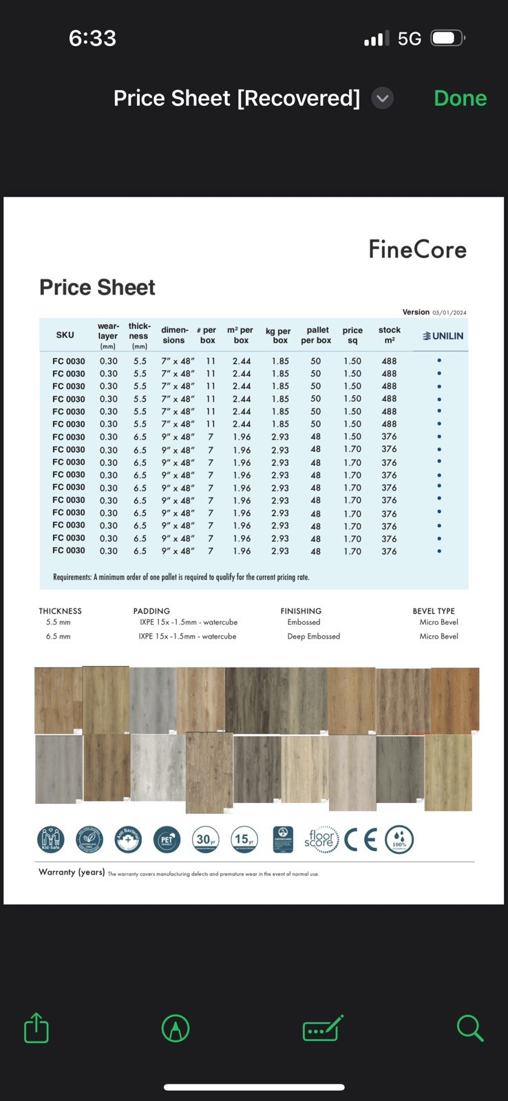 High-Quality Vinyl Flooring – 5.5mm & 6.5mm – Durable Waterproof for Home Decor