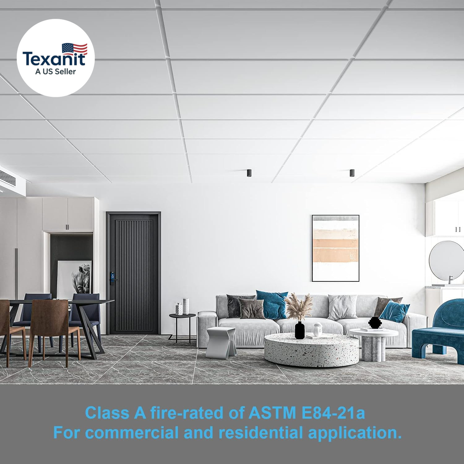 10-Pack Smooth Drop Ceiling Tile 2Ft X 4Ft – Fire-Rated, Waterproof, Reusable –