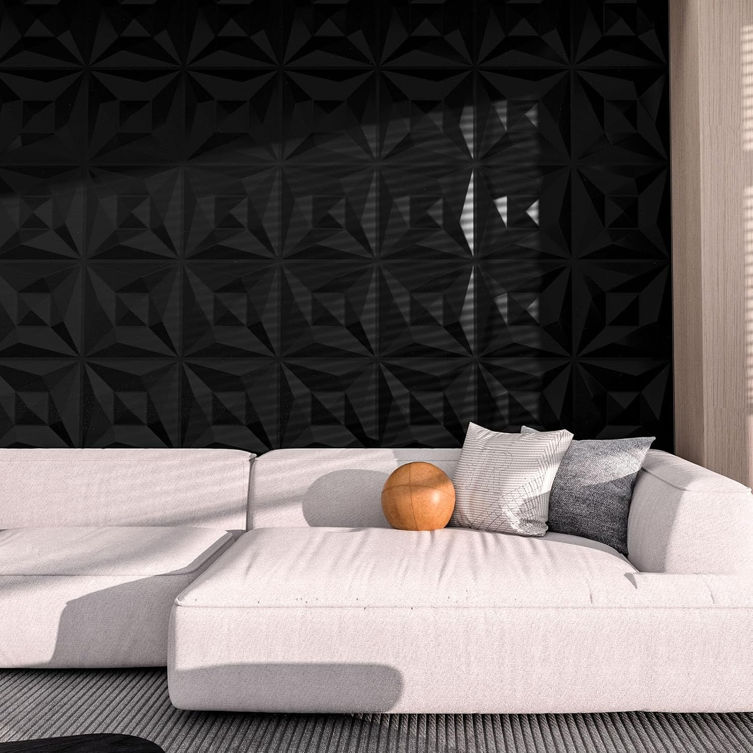 40 PCS 3D Wall Panels for Interior Wall Décor Black 11.8″*11.8″ Covering Panels,