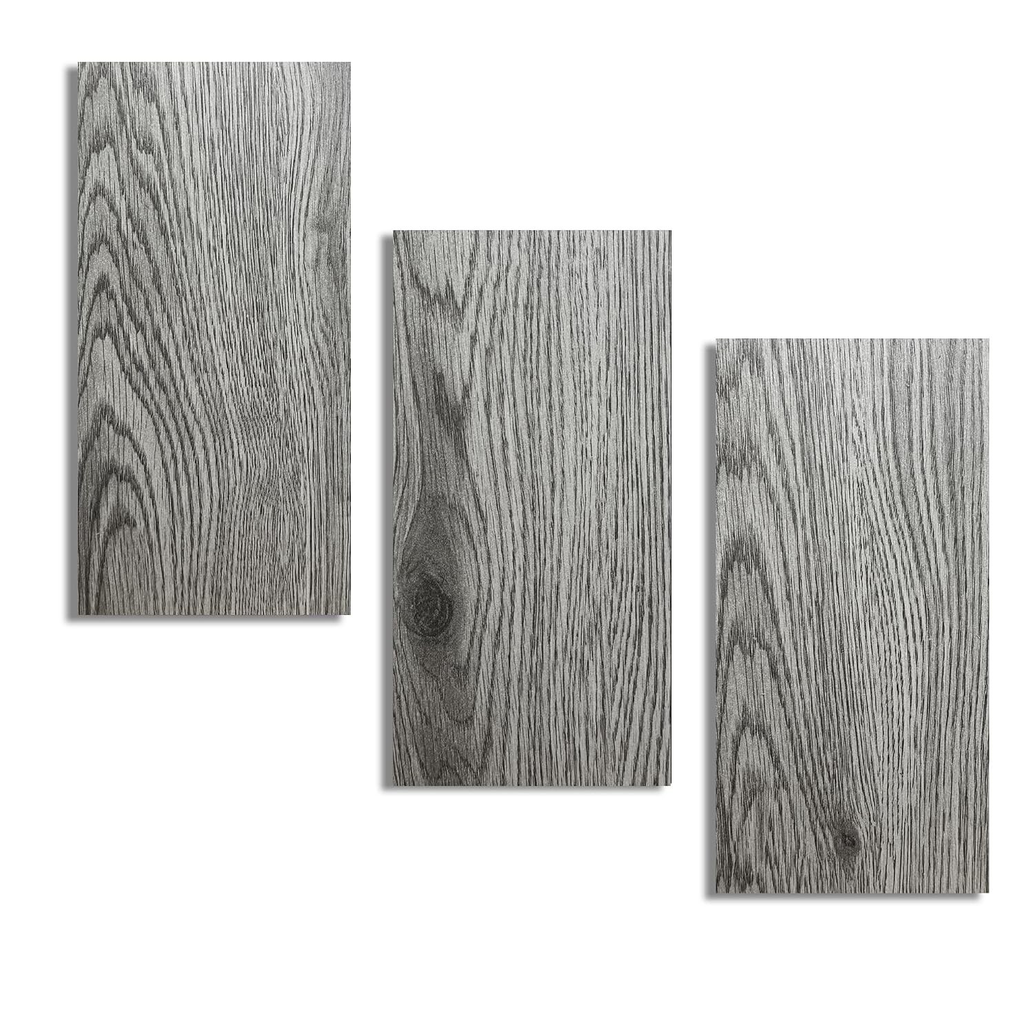 Peel and Stick Vinyl Floor Tile Sample Kit 3-Pack, 12″x6″ Ash Grey Wood Look,…
