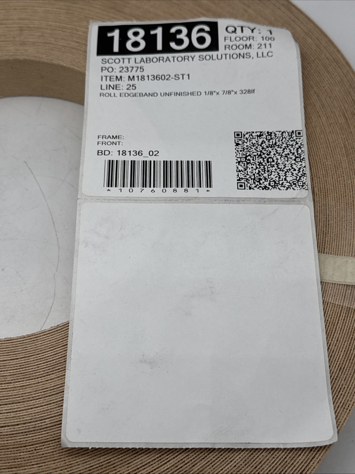 Wood Roll Edgeband Unfinished 1/8” X 7/8” X 328ft