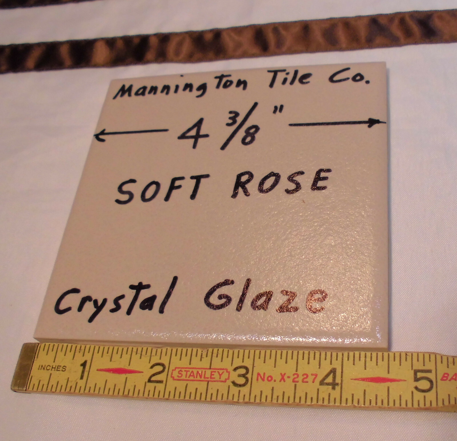 1 pc. Light-Rose-Pink: 4-3/8″ Ceramic Tile by Mannington, Matte/Crystall Glazed