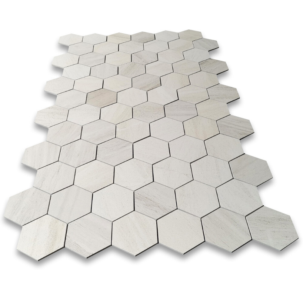 H35XH Moleanos Beige Golden Beach Limestone 5 inch Hexagon Mosaic Tile Honed