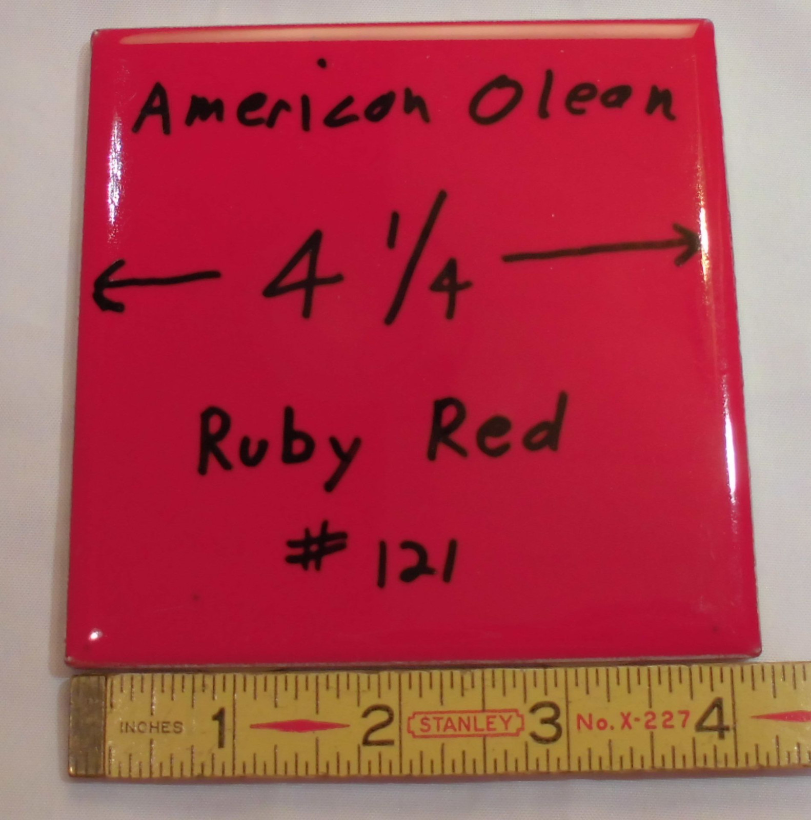 1 pc. Gloss Ruby Red: Ceramic Tile by American Olean 4-1/4″ Brilliant Color, NEW