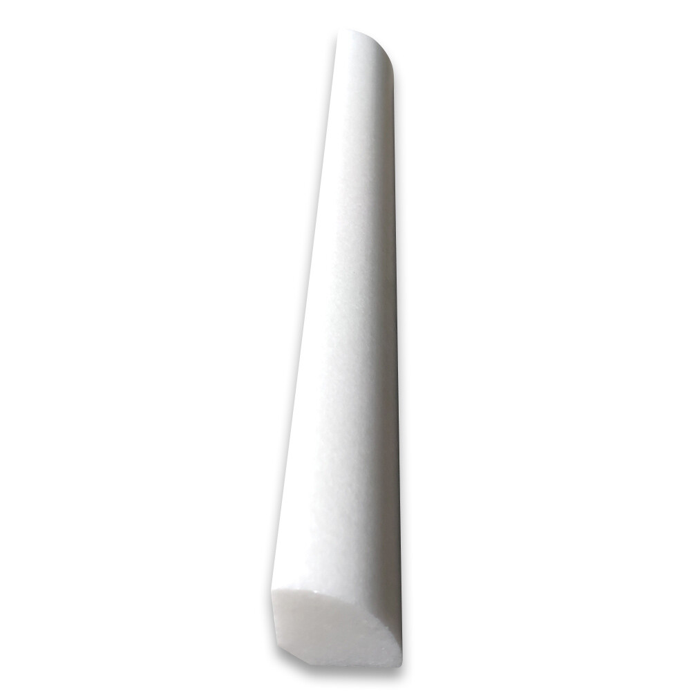 T16H Thassos White Marble Quarter Round Pencil Liner Trim Molding Honed