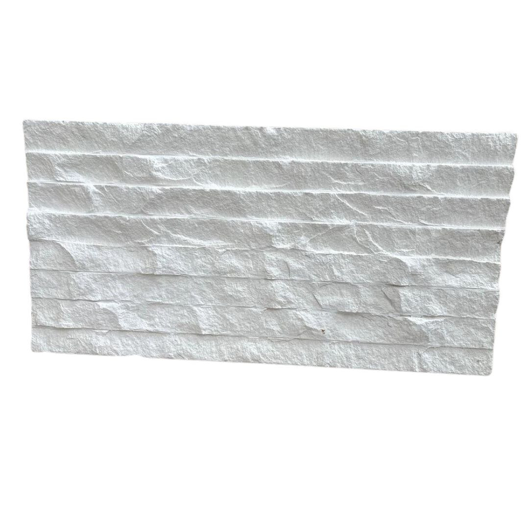 Symra Shell Beige Striated Chiseled Limestone Tile Panel