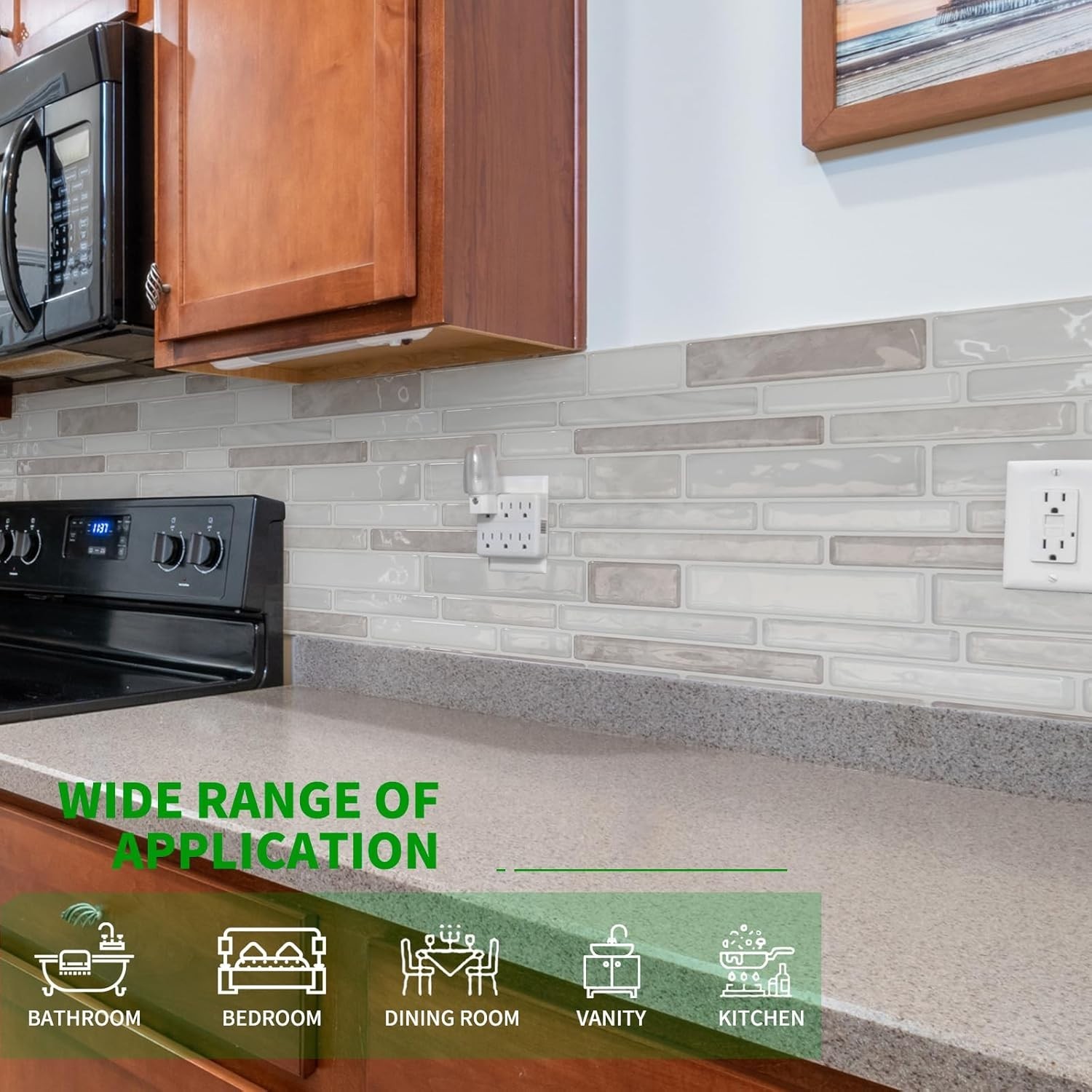 10 Sheet Marble Peel and Stick Backsplash, Beige & White