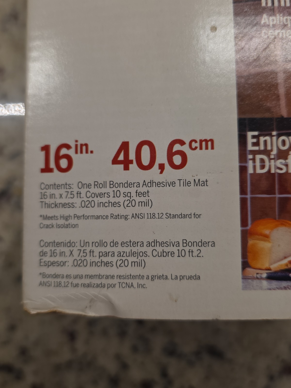 Grace Bondera Adhesive Tile MatSet 16” x 7.5’’ NEW ( 10sqft) Countertop