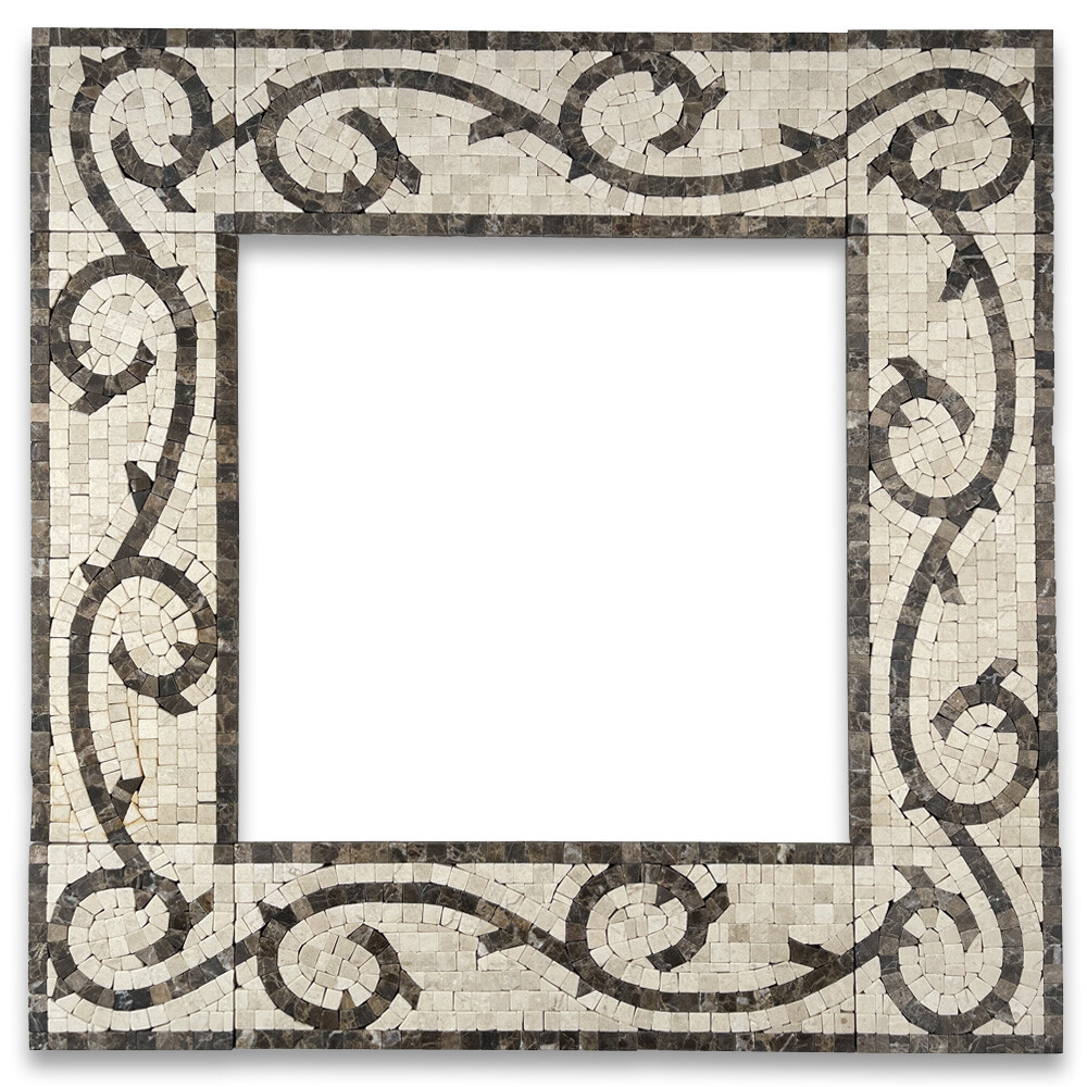 B0018T Marble Mosaic Border Listello Accent Tile Vine Emperador 4×12 Tumbled