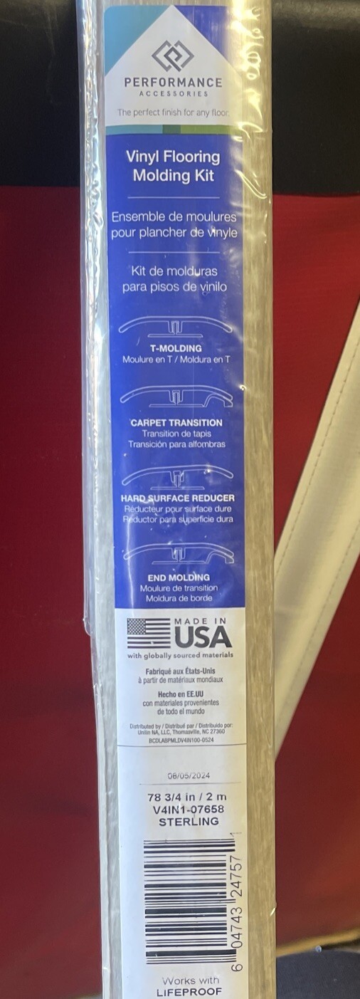 Performance Sterling 78 3/4″ Vinyl 4-In-1 Laminate Molding Kit Flooring 3pcs