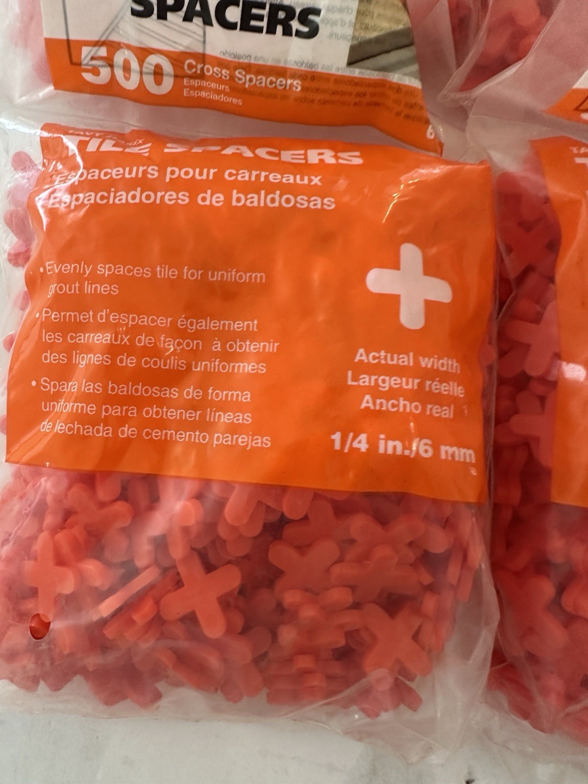 LOT OF 7 – Tavy Basix Tile Spacers 1/4in 6mm 500 Cross Pcs Orange Plastic