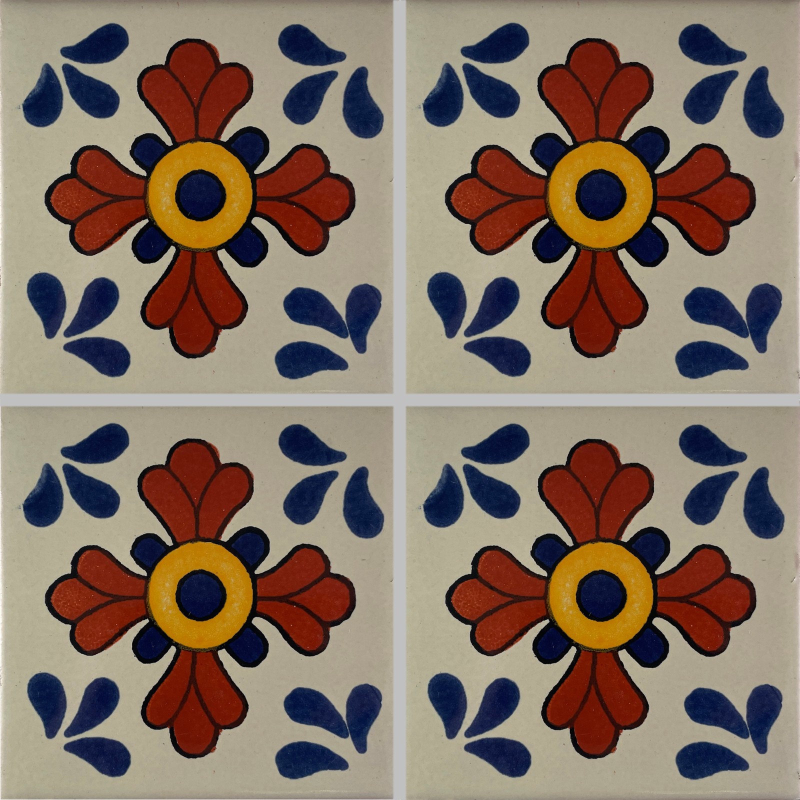6×6 4 pcs Blue Seville Talavera Mexican Tile