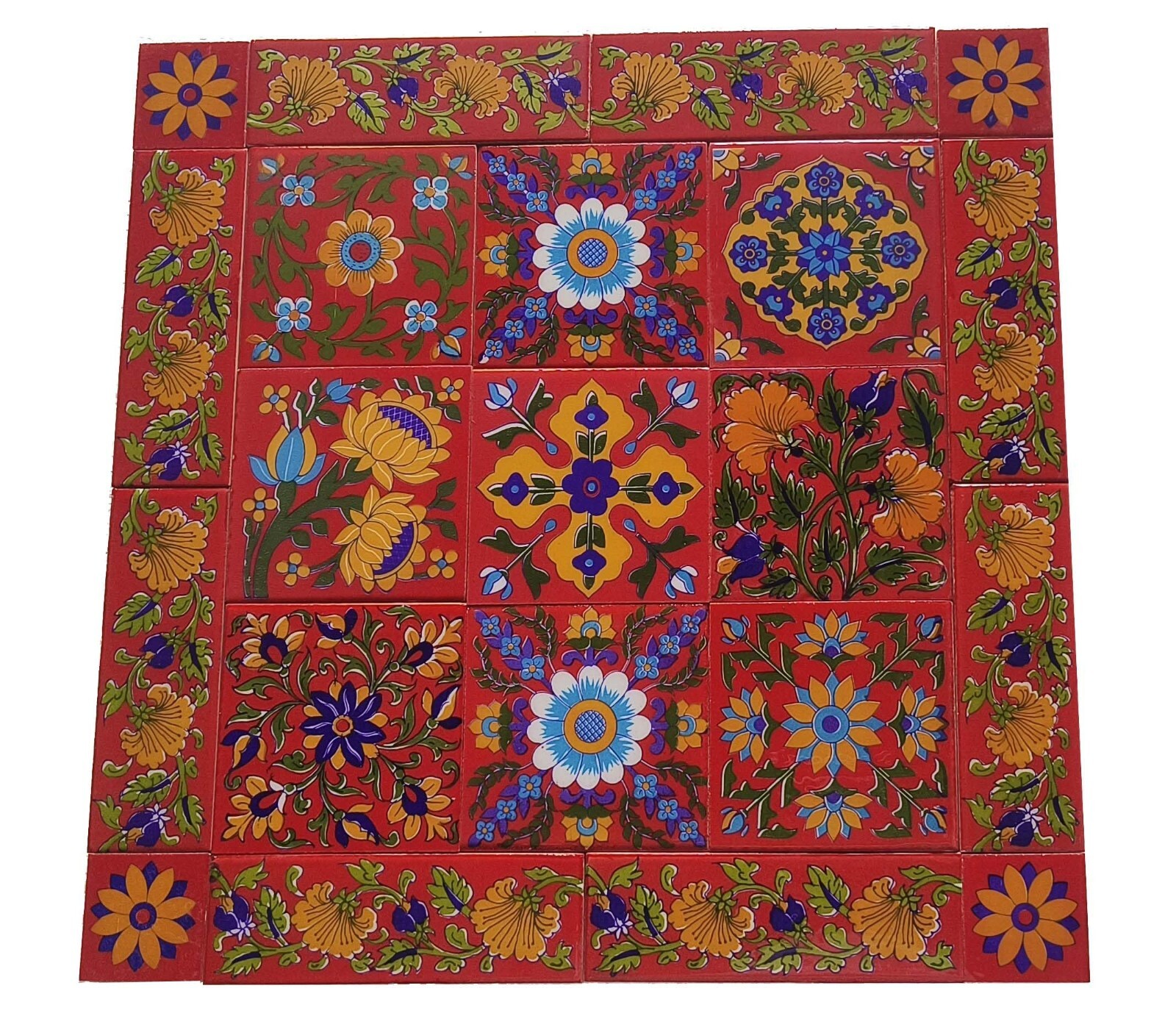 Interior/Exterior Flooring/Wall Ceramic Tile Mural Mosaic Multi Red Set of 21 Pc