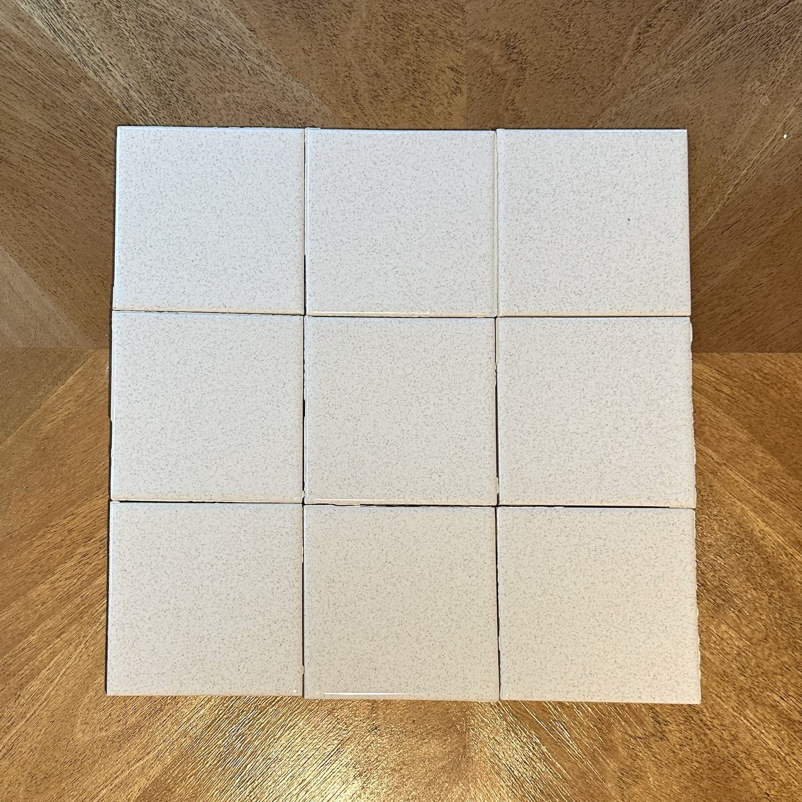 9 Square Vintage Speckled White Ceramic Tile 4.25 MCM Subway Square Shower