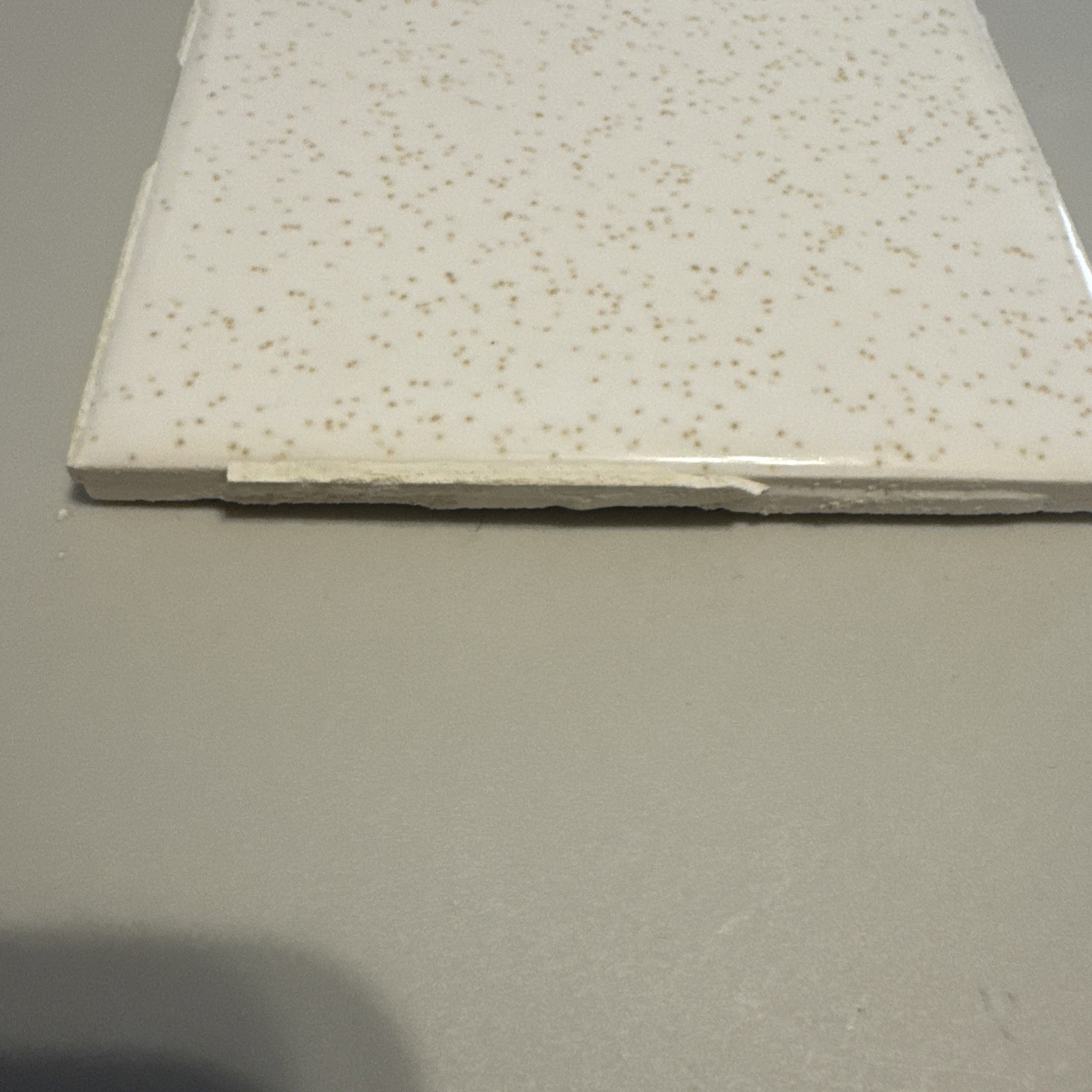 Lot Of 5 wall tile made in the USA Gloss White Brown / Gold Speckled – Vintage