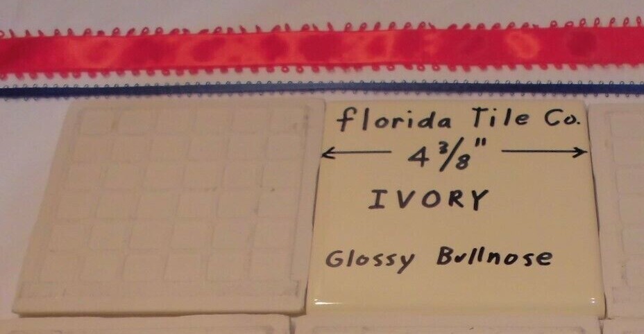 1 pc. Bullnose Ceramic Tiles *Ivory* 4-3/8″ Florida Tile Co. New Glossy Mint