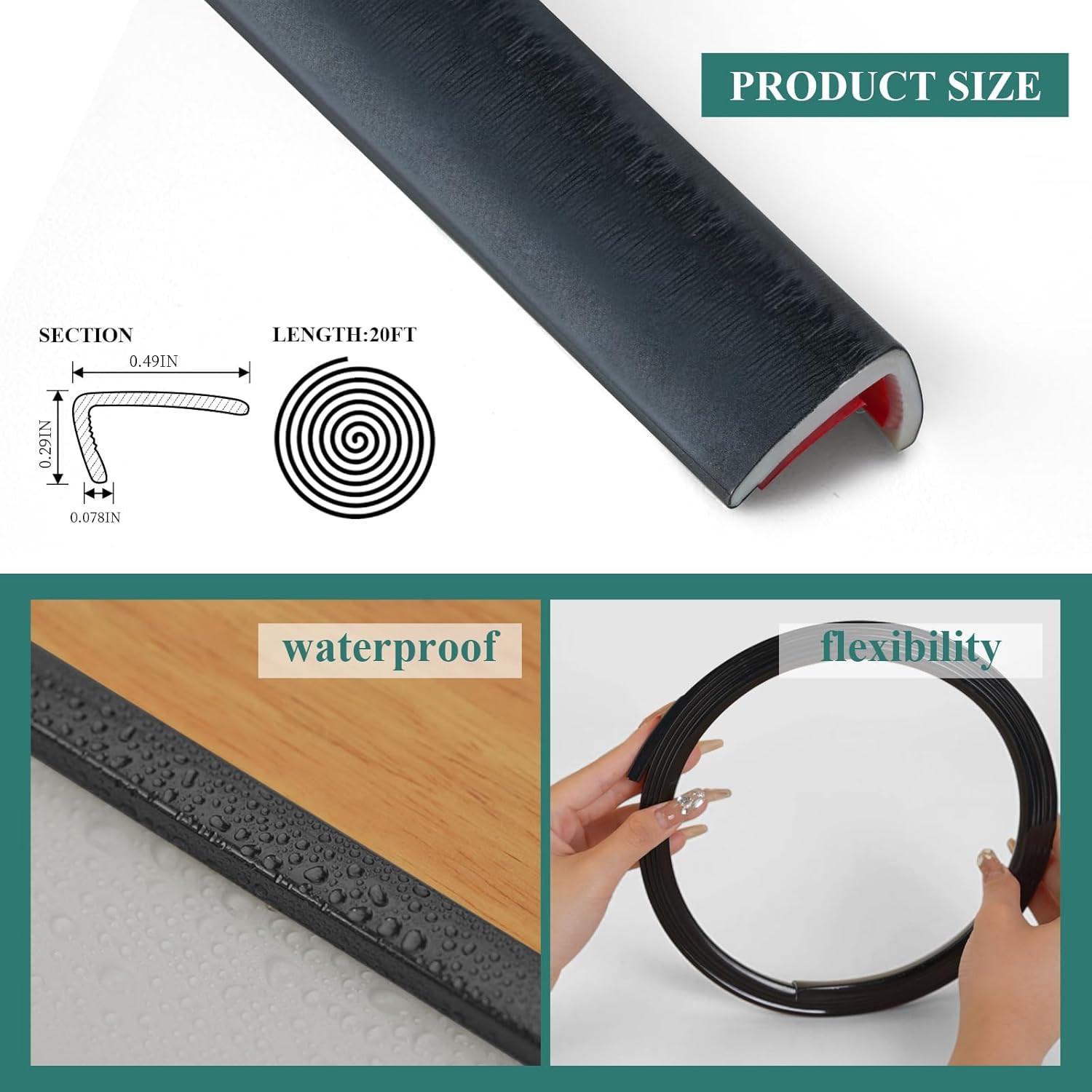 Peel and Stick Vinyl Corner Trim， 20FT L-Shape Tile Outside Corner Molding Vinyl