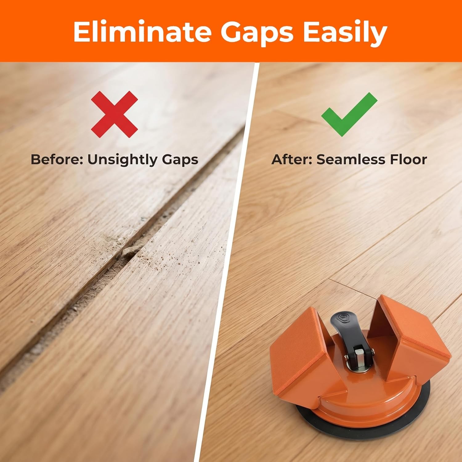 Floor Gap Fixer Tool with Suction Cup for Hardwood-Laminate and Vinyl Flooring