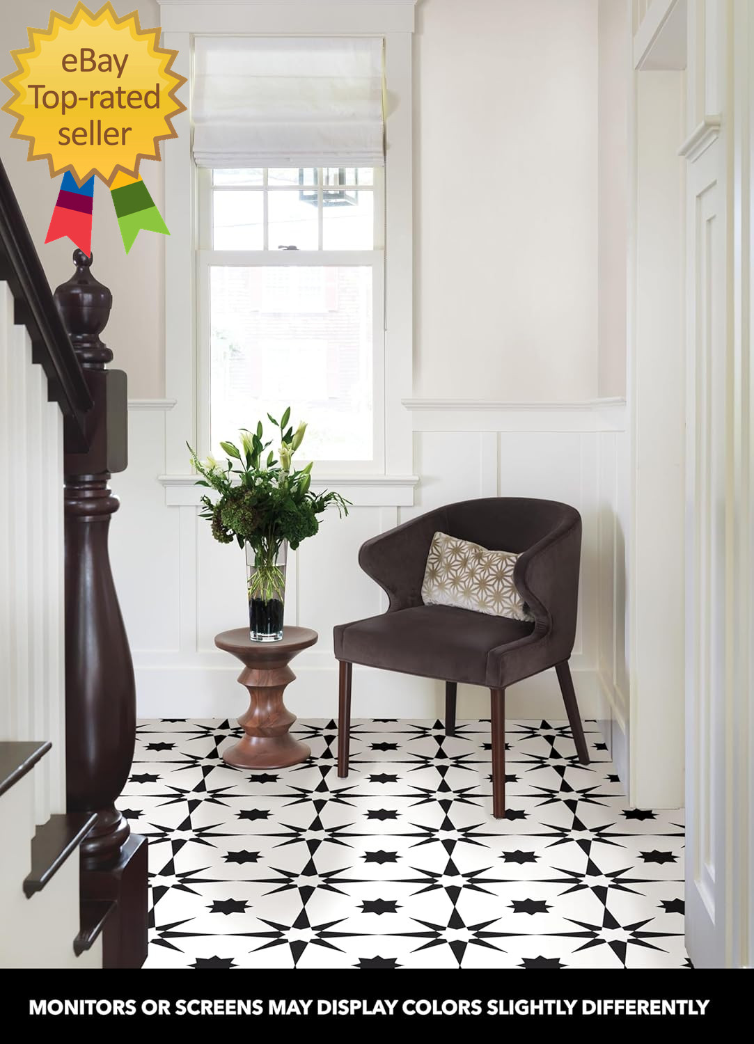 FP2948 Altair Peel & Stick Floor Tiles Black 12″L x 12″W x 0.06″T