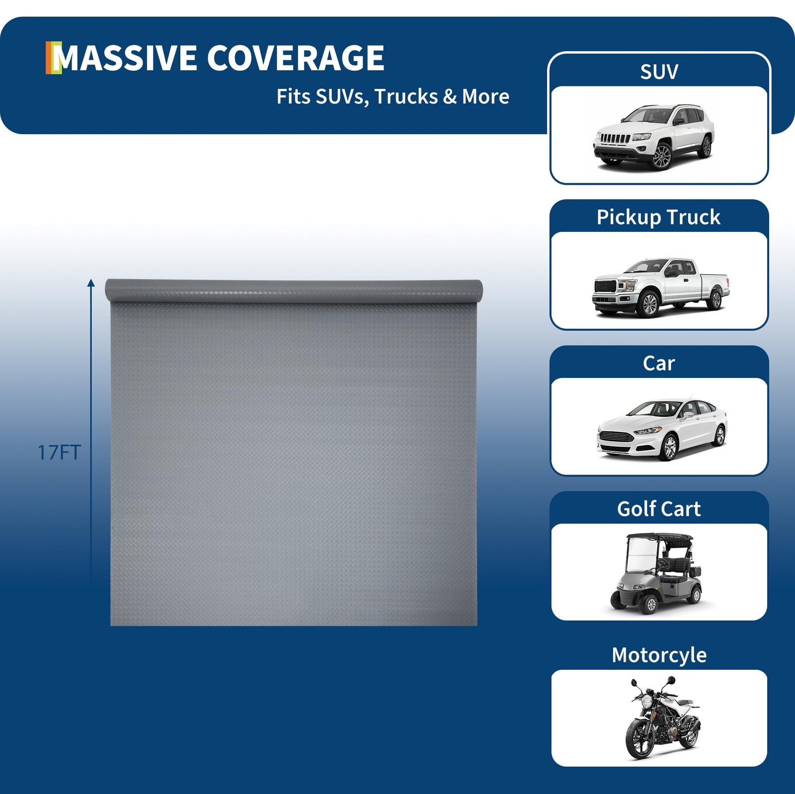 7.5×17/7.5×25/8×20 FT Garage Floor Mat, 2mm Thickened PVC Garage Floor Mat Roll