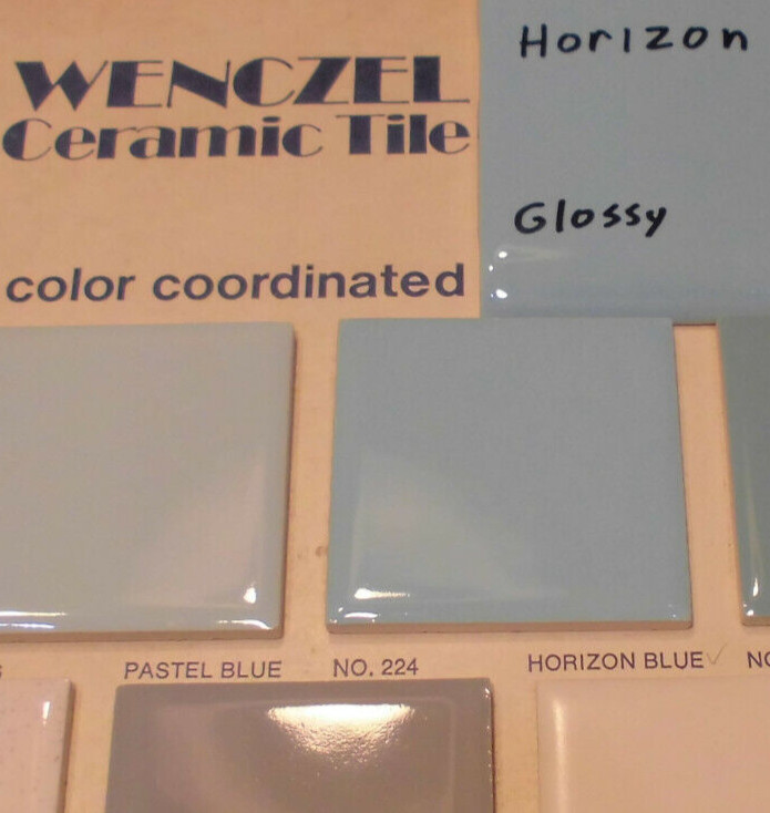 1 pc. Horizon – Medium Blue: Glossy Ceramic Tile by Wenczel Tile Co. 4-5/16″ New