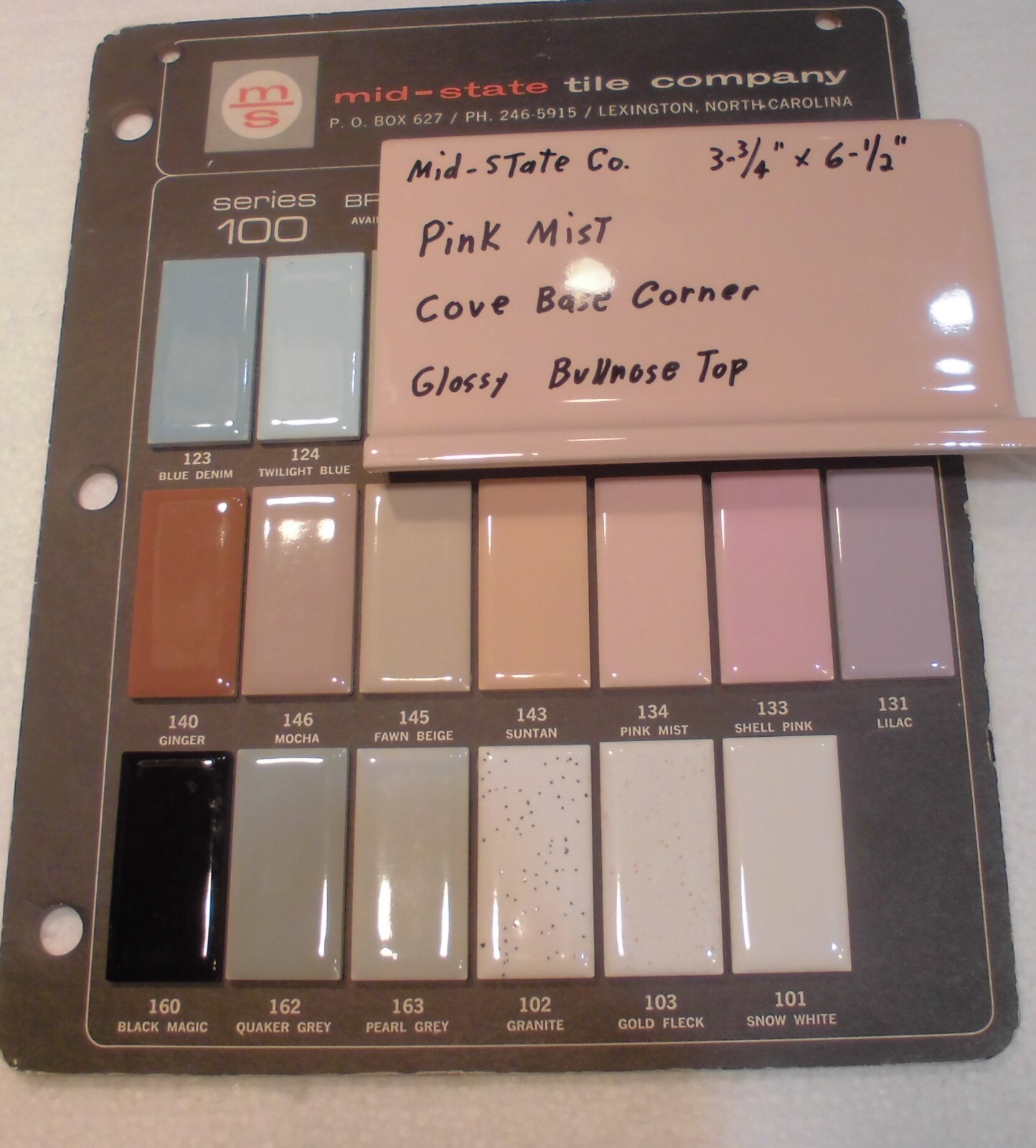 1 pc. *Pink Mist* Finish Corner Bullnose Top cove/base Ceramic Tile 3.75″ X 6.5″