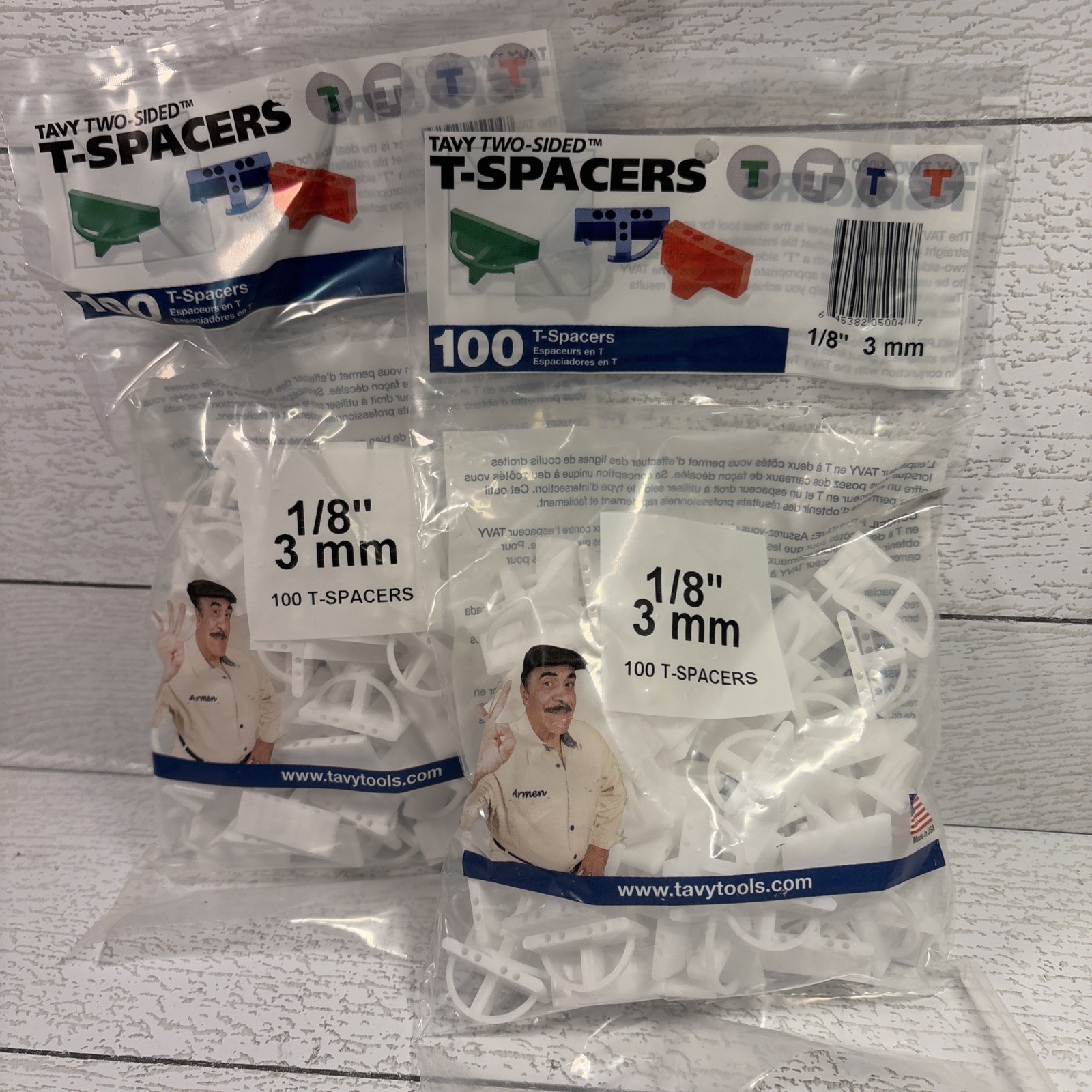 200x TAVY 1/8″ Plastic T-shaped Tile Spacer White 1/8 inch, Two Bags, Stones