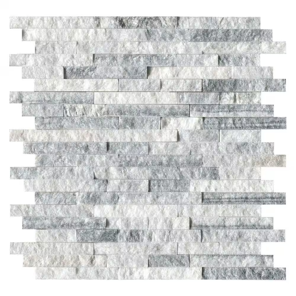 Alaska Gray Split Face 12 In. X 12 In. X 10 Mm Textured Marble Mosaic Tile (10 S