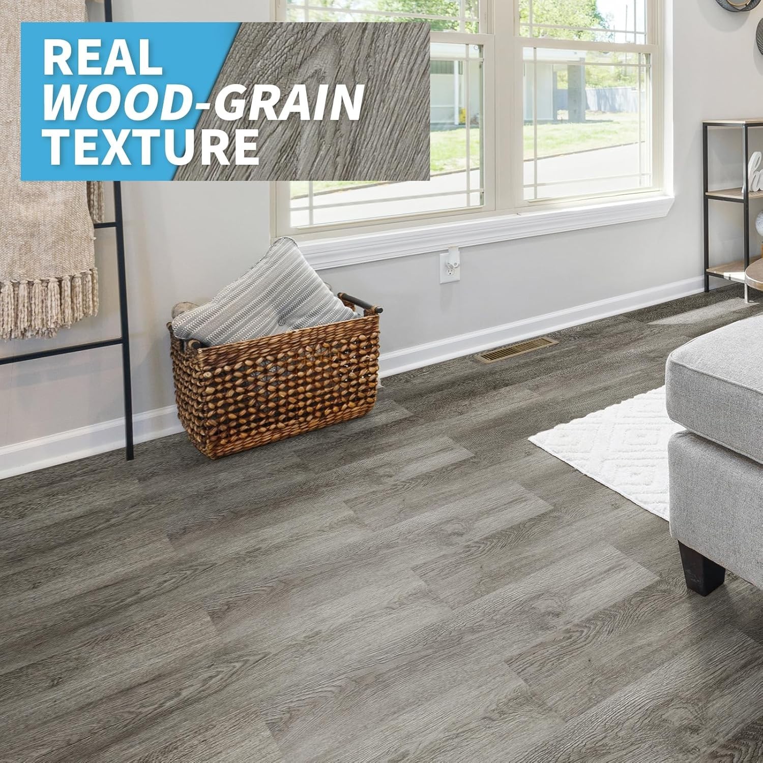 Suelo Vinílico Autoadhesivo Gris Oscuro 36 Piezas 54 Sq Ft Imitación Madera DIY