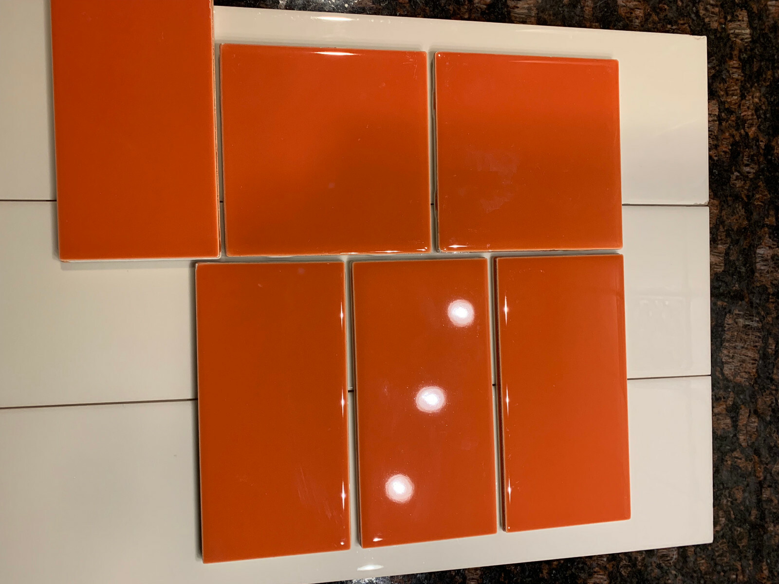 Lot of 8 Tiles Orange Burst Daltile 3×6 Subway QTC136MOD1P Daltile Natural Hues