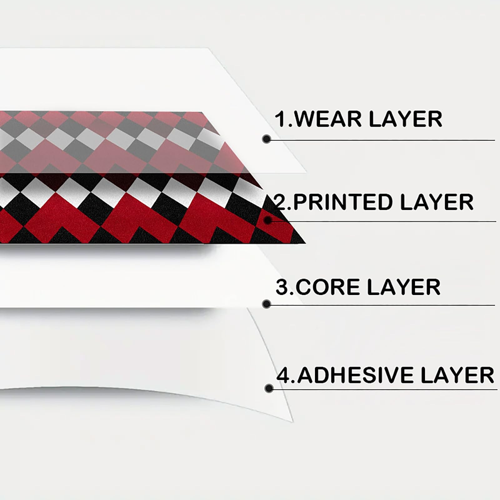 Peel and Stick Vinyl Floor Tiles, 11.8″x11.8″ Red & Black Argyle Pattern, 10-…