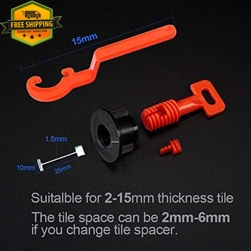 Tile Leveling System Kit 600PCS 2mm Tile Spacers Leveler Tools w/Wrenches