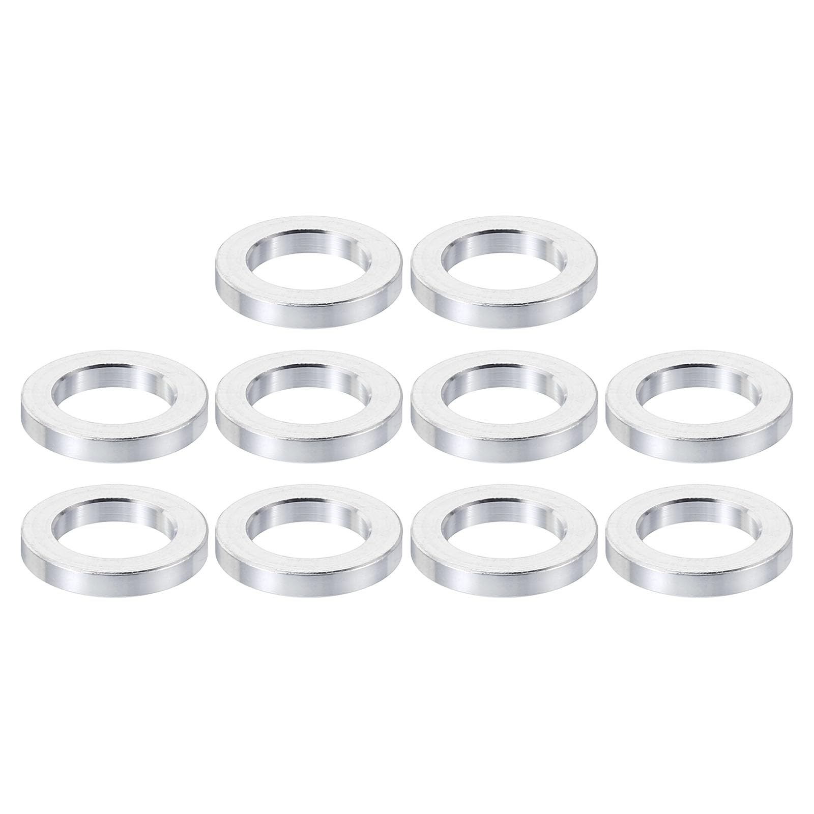 PATIKIL M10 Aluminum Spacers, 10 Pcs 10.2mm ID x 16mm OD x 2.5mm L, Silver