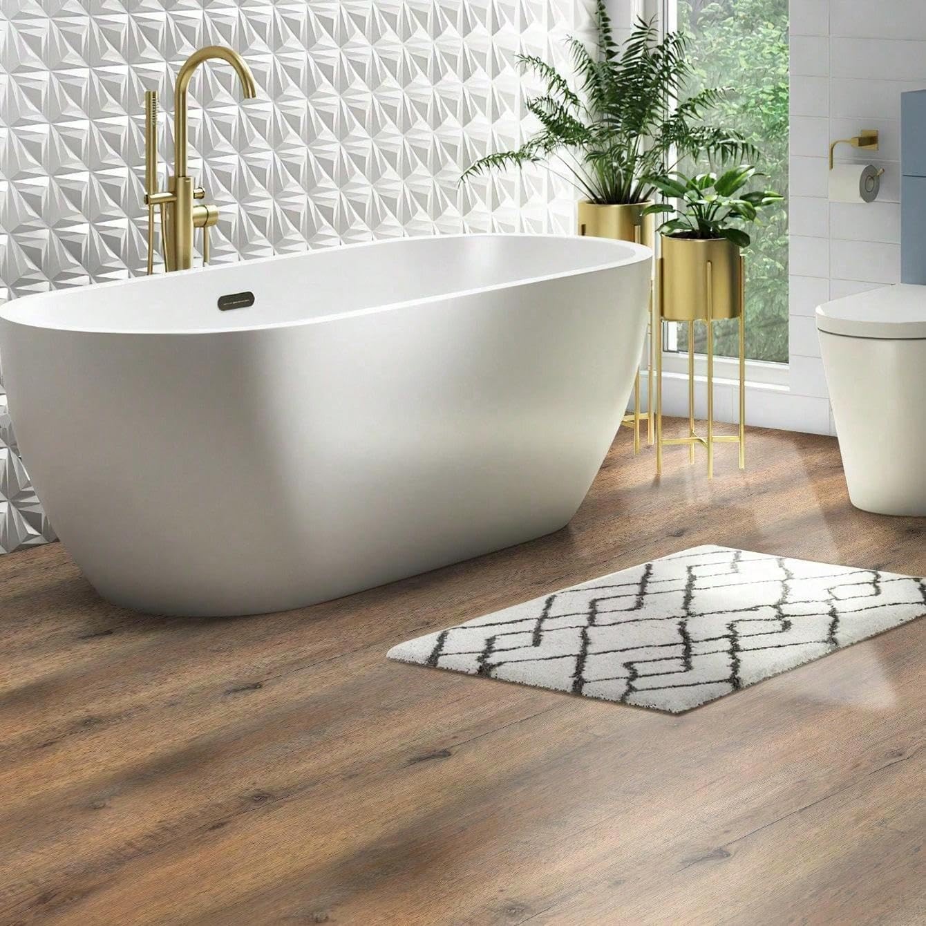 Wood Grain Peel Stick Floor Tiles Self-Adhesive Vinyl Roll Brown 17.72″ W x