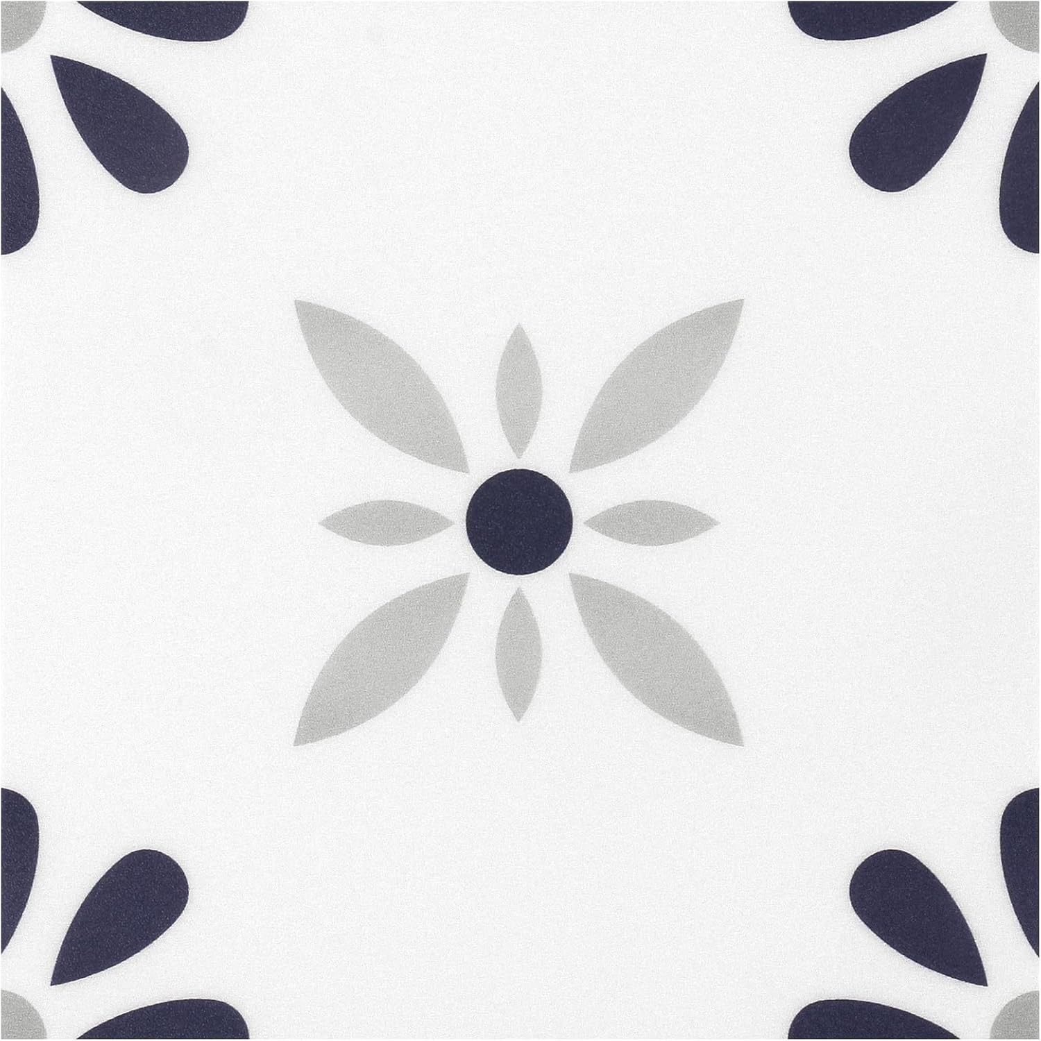 DIY Waterproof Peel & Stick Floor Stickers – Floral Art Deco, 10 Pack 8×8 Inches