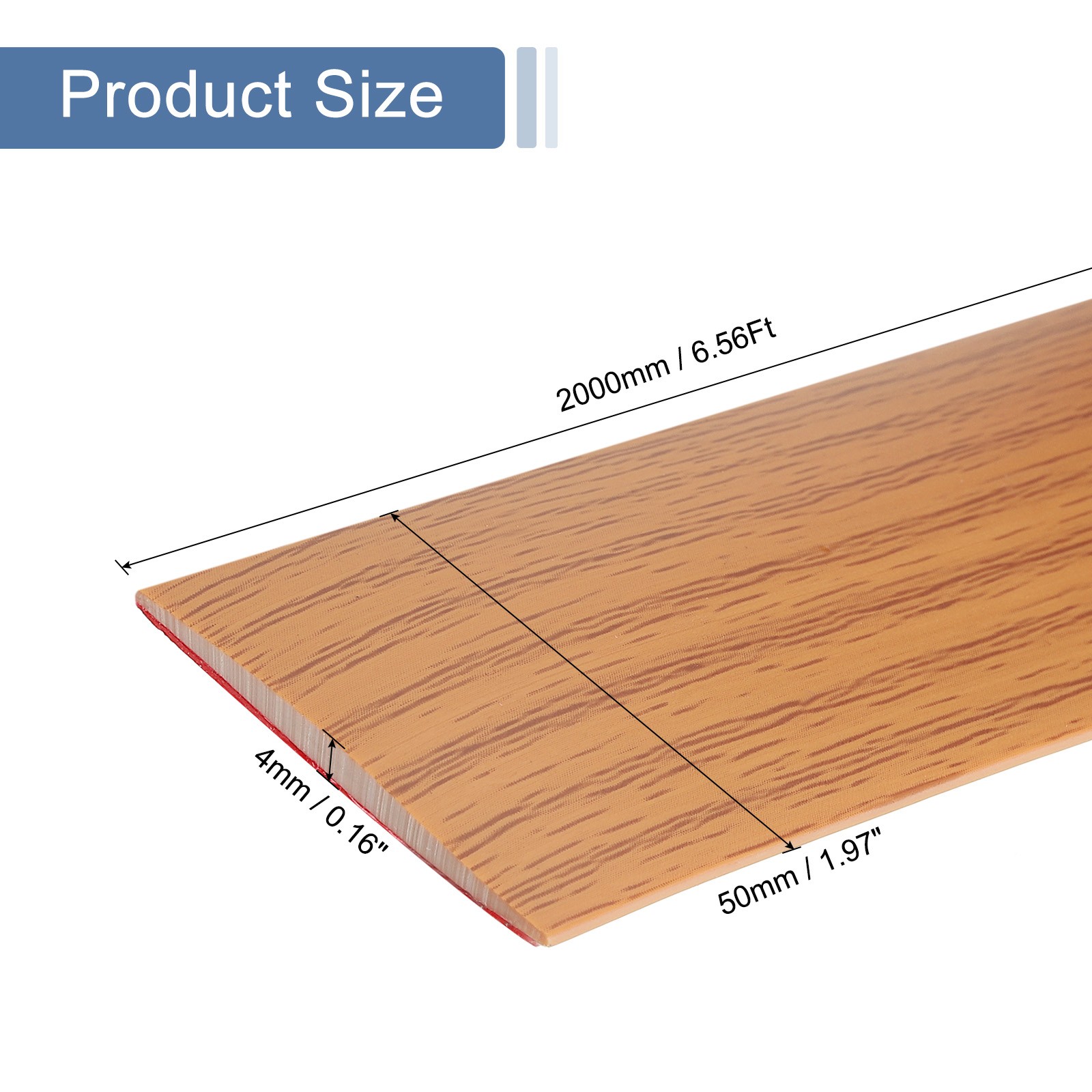 6.56Ft x 2″ Floor Transition Strip, Vinyl Floor Cover Strips, Brown Wood Grain