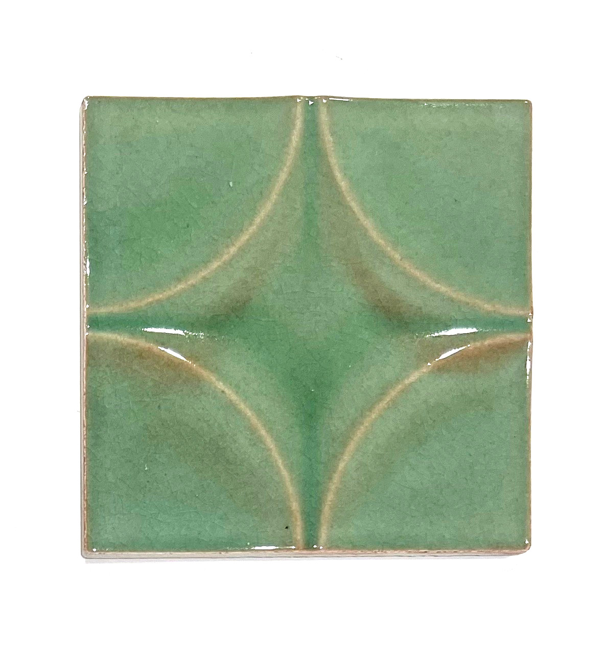 4×4 Wedgwood Virginia Crackle Green Faded Star Shaped Ceramic Wall Tile (4 PCS)
