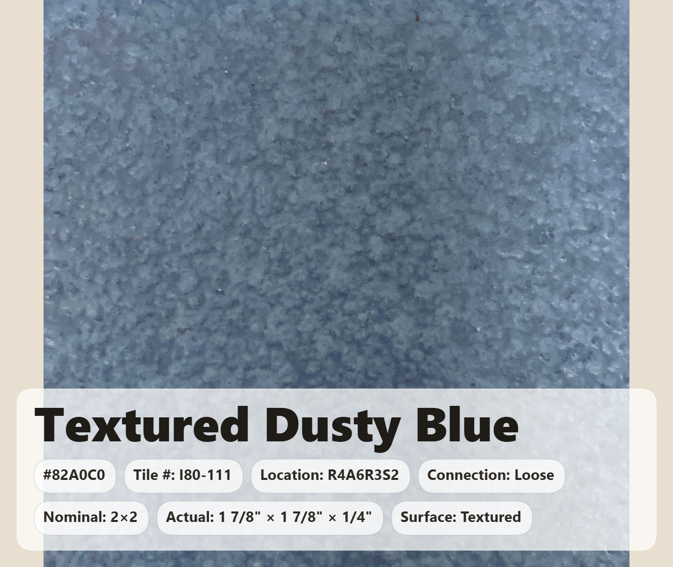 2×2 Tile Textured Dusty Blue Loose Wall Remodel Ceramic C#I80-111 Sample