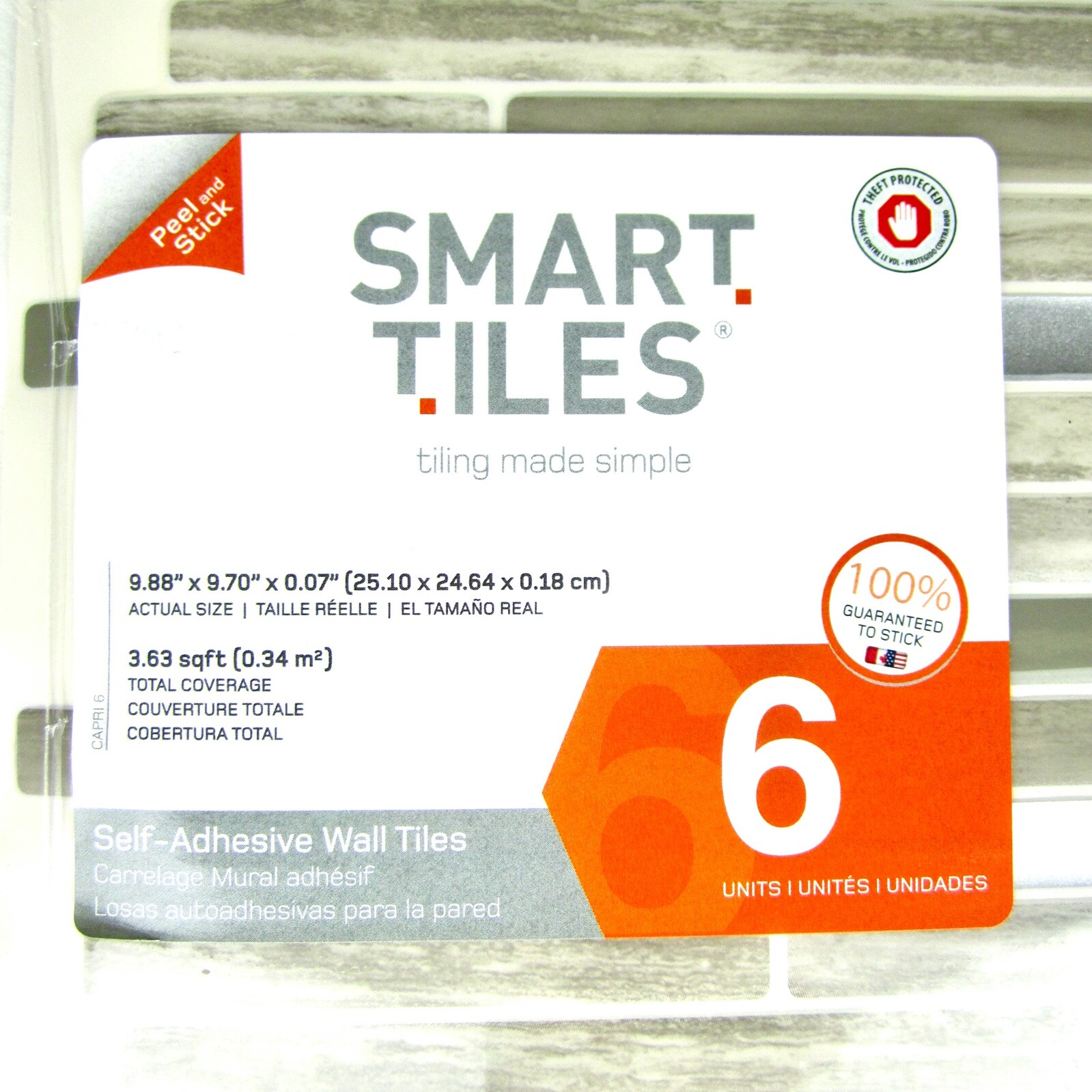 SMART TILES (Capri Taupe SM1069-6) 9.88″ x 9.70″ (6 sheets) Peel & Stick Mosaic