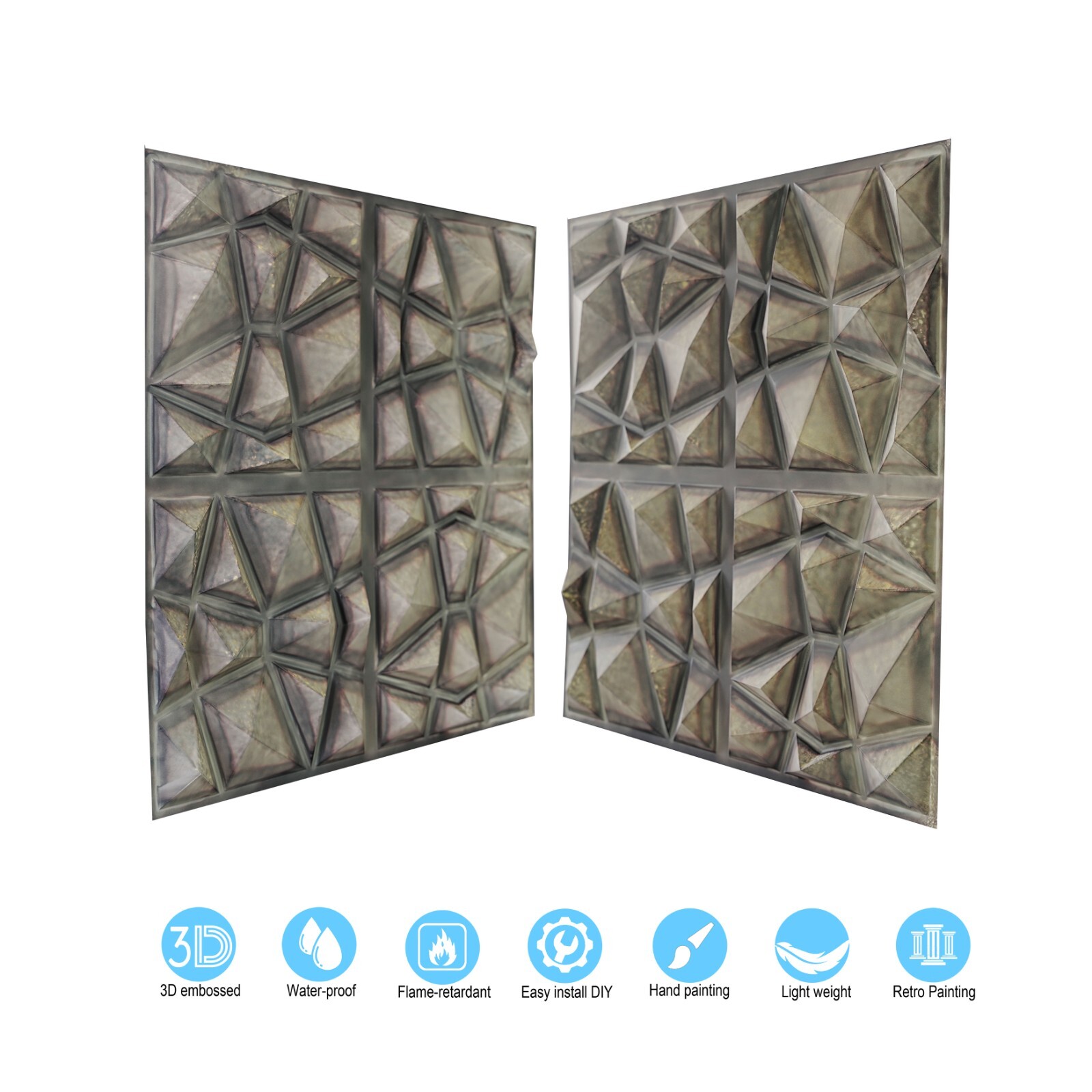 3D Embossed PVC Tin Ceiling Tiles Faux Tin Painting Panel PLM101 Driftwood 10pcs