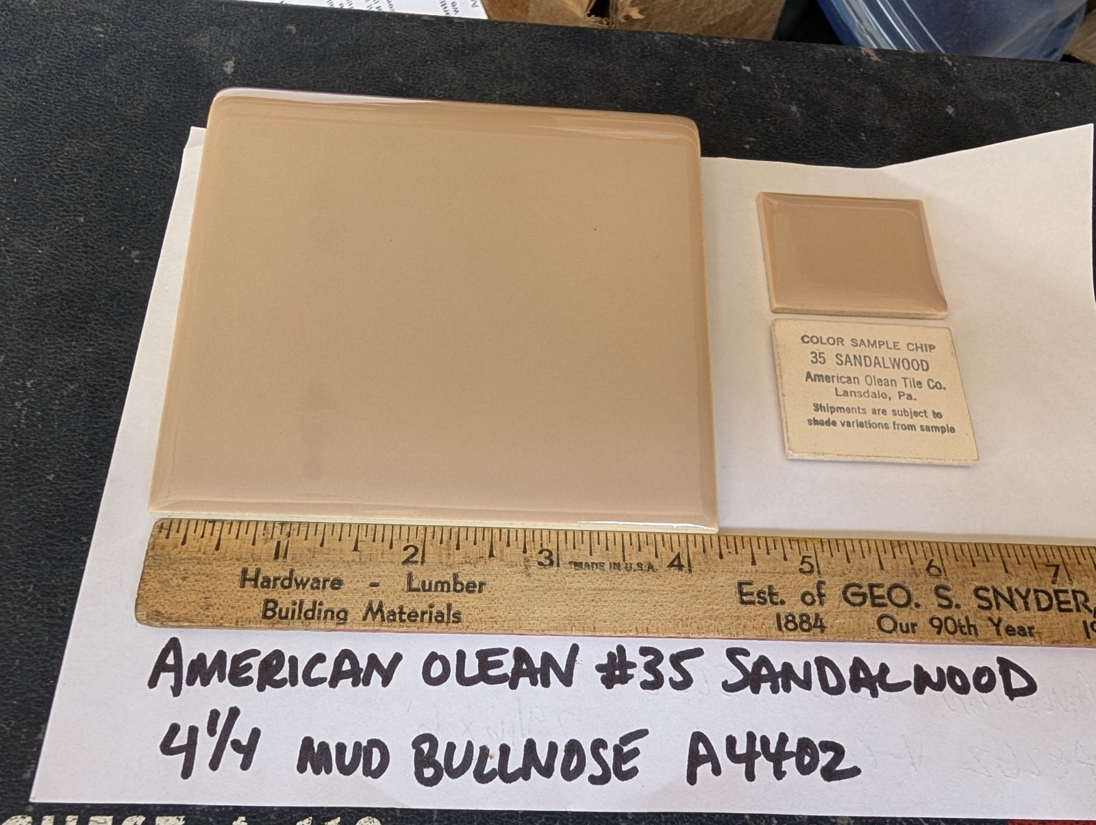 2 pcs American Olean Bullnose Mud Cap A4402 4-1/4″ Sandalwood #35 Glossy NEW USA