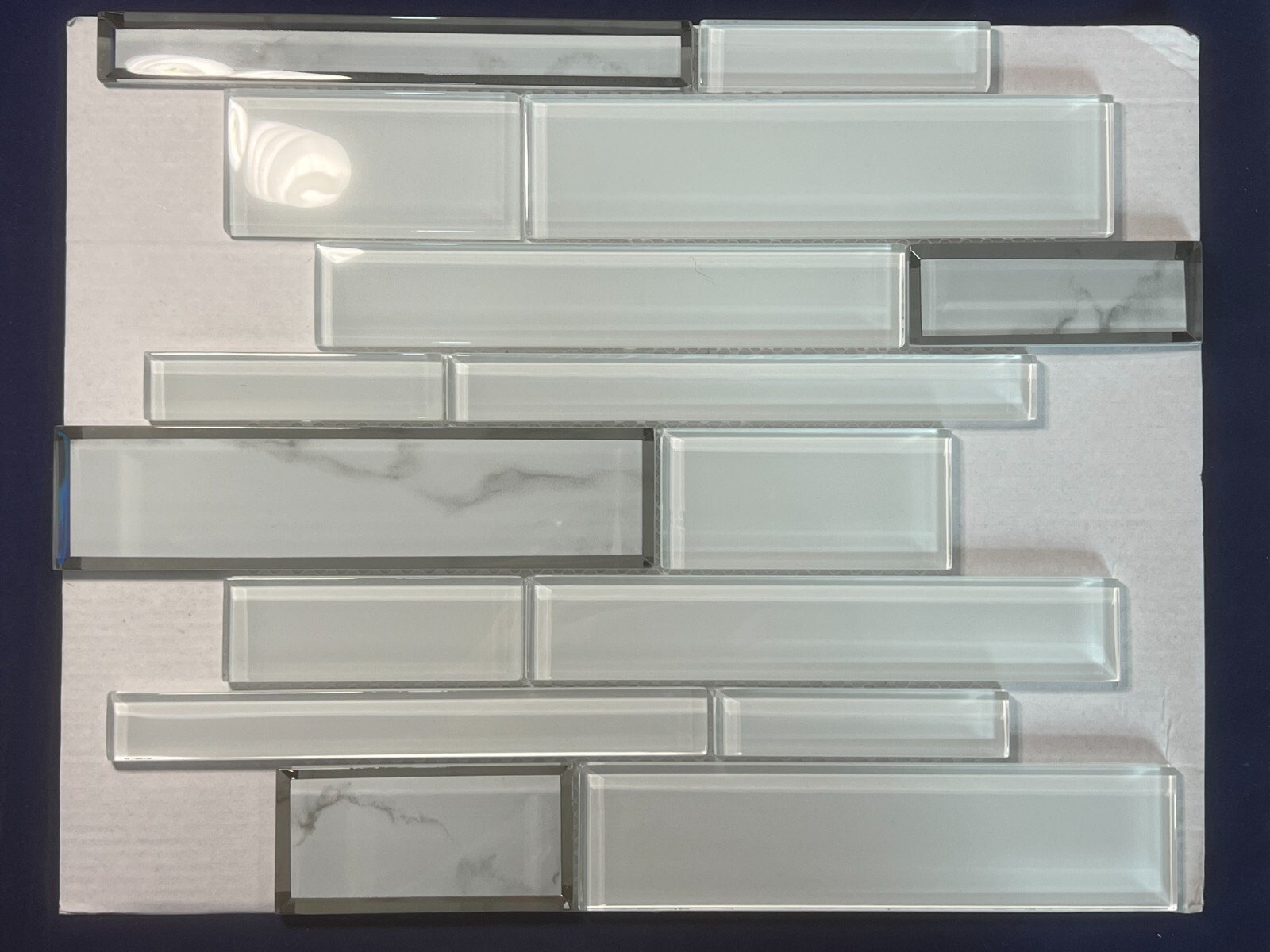 NY101 White Glass Rectangle Mosaic Tile Kitchen Bathroom Backsplash
