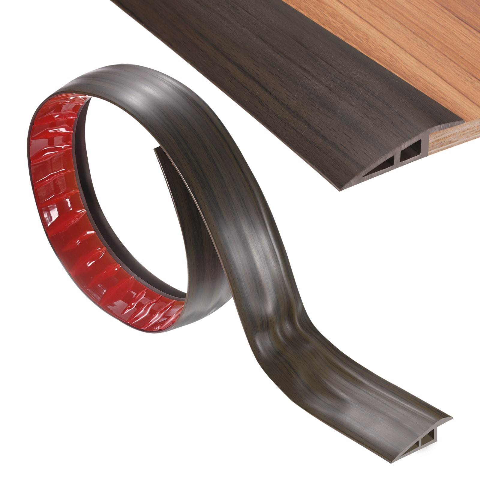 Floor Transition Strip, Heights Within 3/5Inch(15mm)[Dark Brown Wood Grain]
