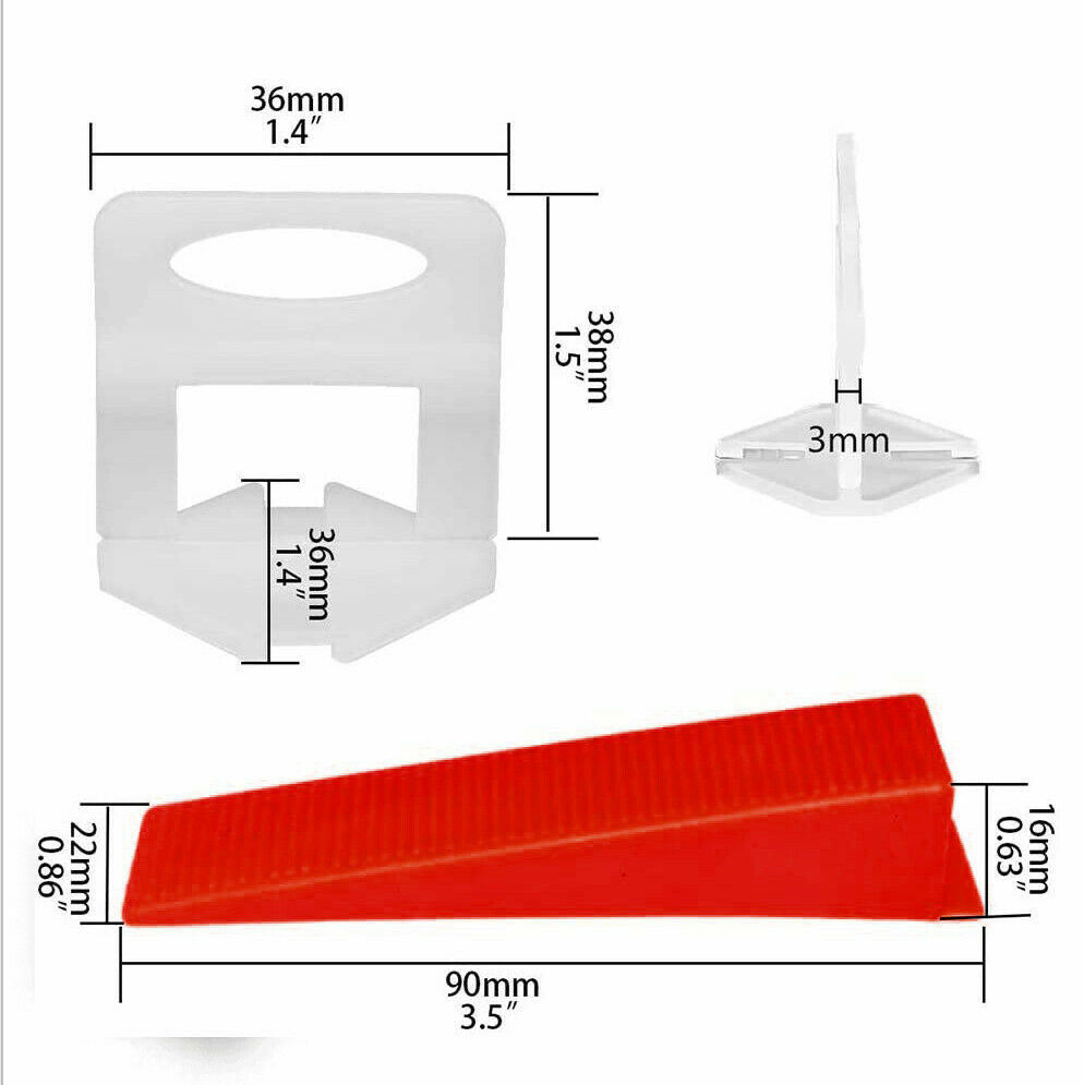 500PCS 1/8″ 3mm Clips Tile Leveling System Set Floor Wall Spacer Tiling Tool Kit