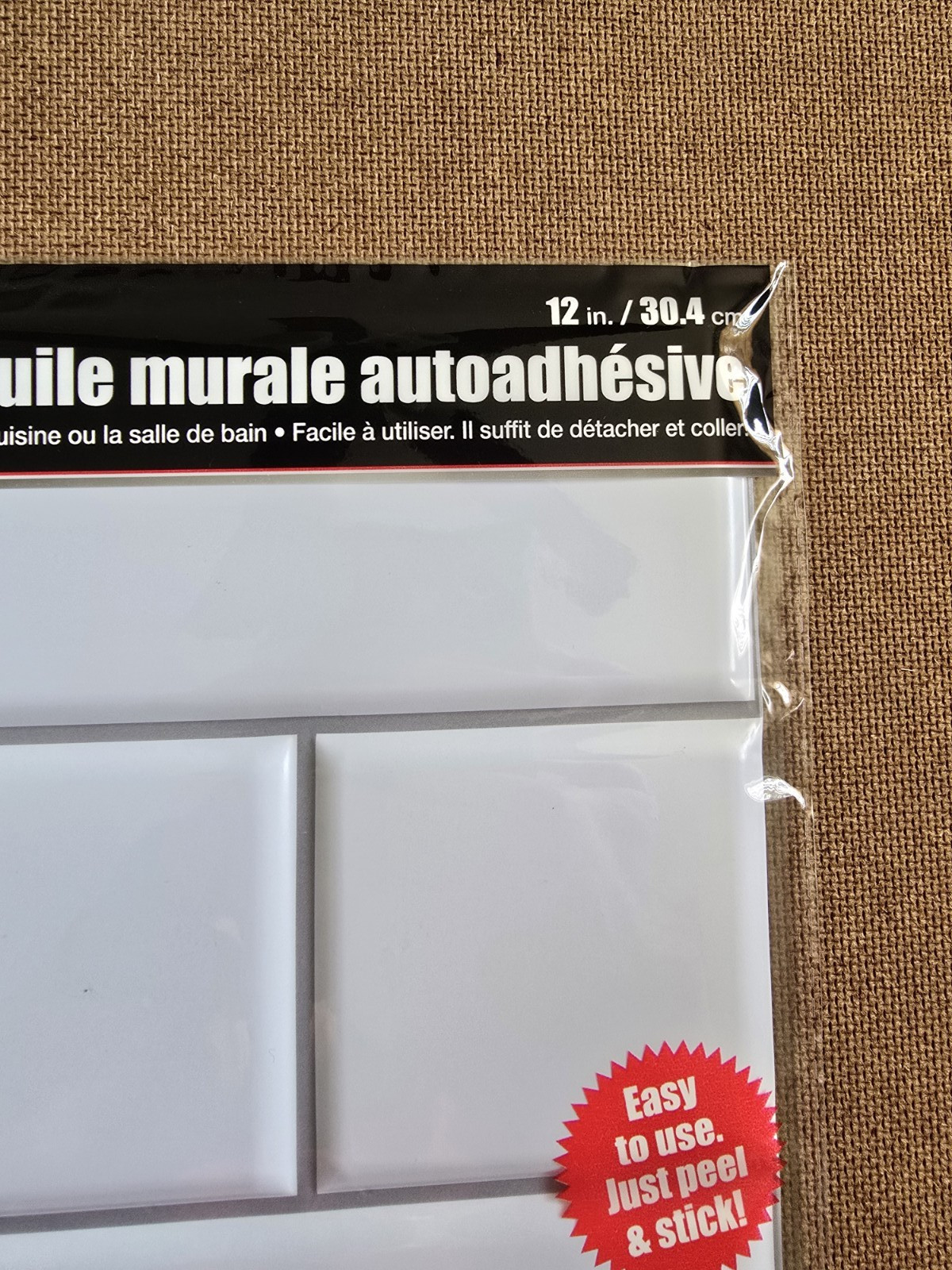 Tool Bench Hardware Self Adhesive White Wall Brick Tile 12×12″ Subway 12 Ct. New