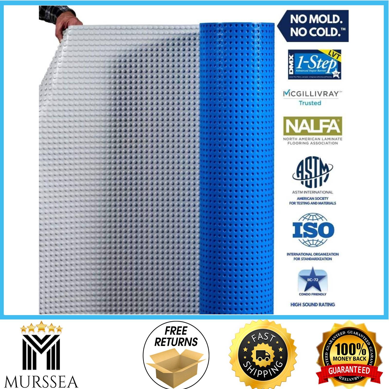 DMX 1-STEP Flooring Underlayment 29’L x 42″W Moisture Resistant Blue (100-Sq.Ft)