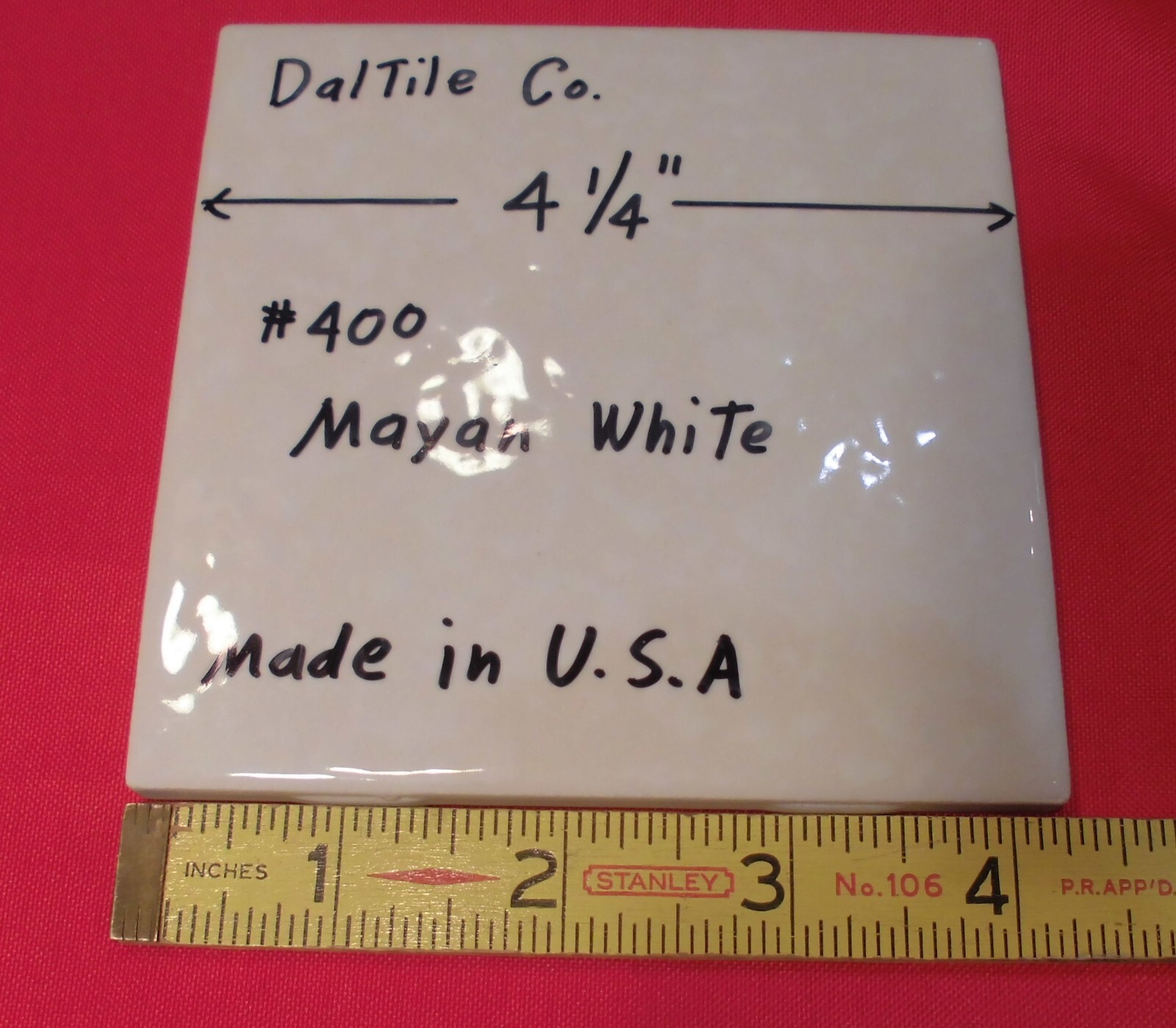 1 pc. Mayan White: Glossy Ceramic Tile by Daltile 4-1/4″ Tiny, Bumpy, Dimple